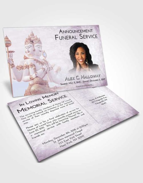 Funeral Announcement Card Template Lavender Sunrise Brahma Desire