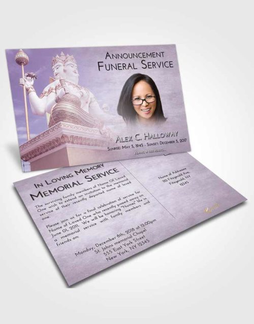 Funeral Announcement Card Template Lavender Sunrise Brahma Mystery