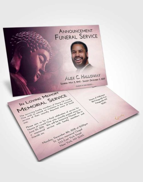Funeral Announcement Card Template Lavender Sunrise Buddha Divinity