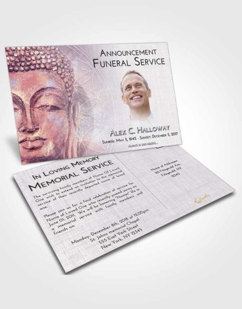 Funeral Announcement Card Template Lavender Sunrise Buddha Praise