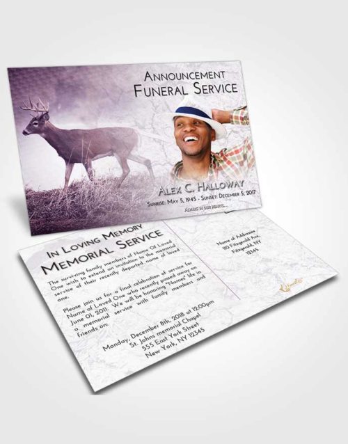 Funeral Announcement Card Template Lavender Sunrise Deer Game