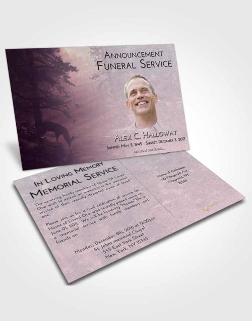 Funeral Announcement Card Template Lavender Sunrise Deer Hunt