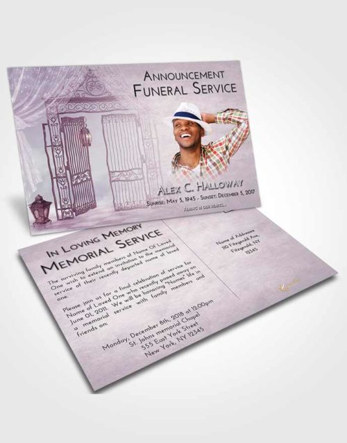 Funeral Announcement Card Template Lavender Sunrise Dreamy Gates to Heaven