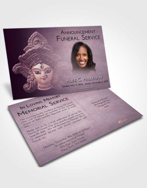 Funeral Announcement Card Template Lavender Sunrise Durga Surprise