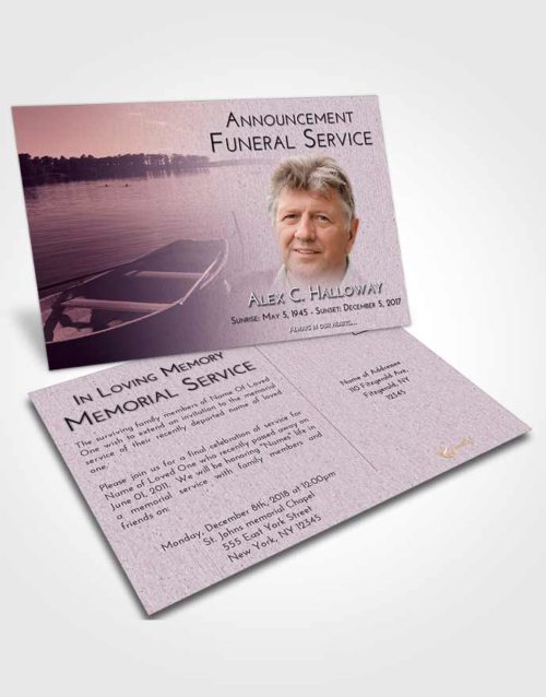 Funeral Announcement Card Template Lavender Sunrise Fishing Boat