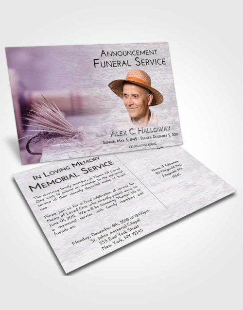 Funeral Announcement Card Template Lavender Sunrise Fishing Serenity