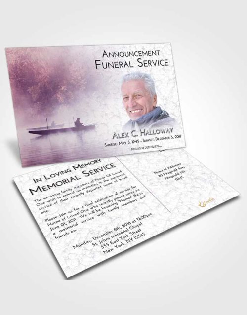 Funeral Announcement Card Template Lavender Sunrise Fishing Tranquility