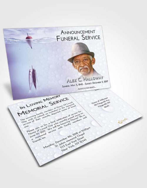 Funeral Announcement Card Template Lavender Sunrise Fishing in the Sea