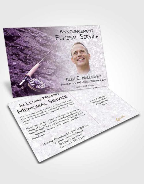 Funeral Announcement Card Template Lavender Sunrise Fishing on the Rocks