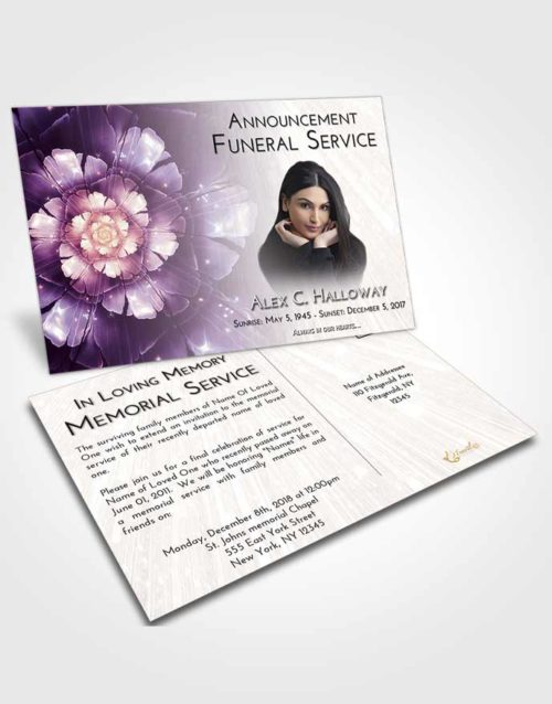Funeral Announcement Card Template Lavender Sunrise Floral Secret