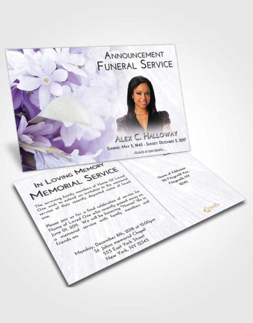 Funeral Announcement Card Template Lavender Sunrise Floral Serenity