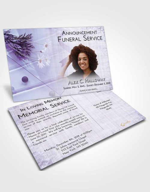Funeral Announcement Card Template Lavender Sunrise Floral Style