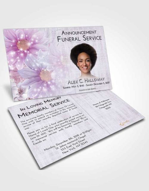 Funeral Announcement Card Template Lavender Sunrise Floral Summer