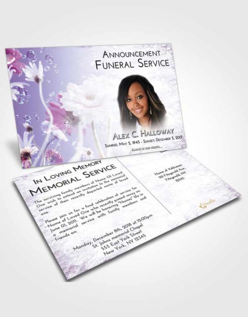 Funeral Announcement Card Template Lavender Sunrise Floral Tranquility