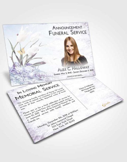 Funeral Announcement Card Template Lavender Sunrise Floral Wave