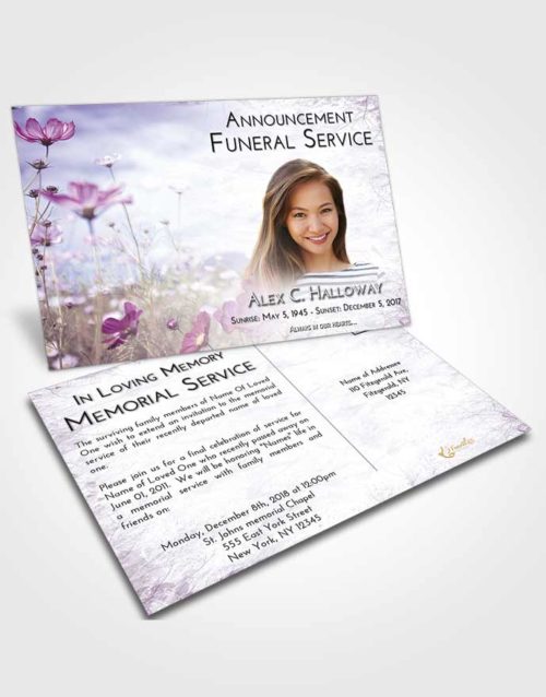 Funeral Announcement Card Template Lavender Sunrise Floral Whispers