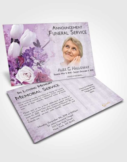 Funeral Announcement Card Template Lavender Sunrise Floral Wonderland