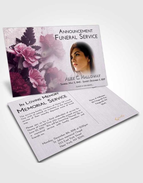 Funeral Announcement Card Template Lavender Sunrise Flower Magic