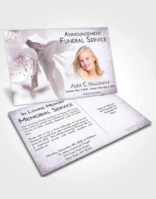 Funeral Announcement Card Template Lavender Sunrise Flower of the Plume