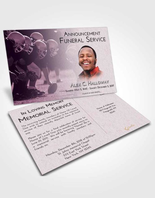 Funeral Announcement Card Template Lavender Sunrise Football Day