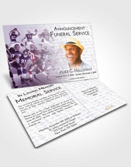 Funeral Announcement Card Template Lavender Sunrise Football Destiny
