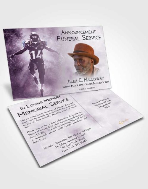Funeral Announcement Card Template Lavender Sunrise Football Serenity