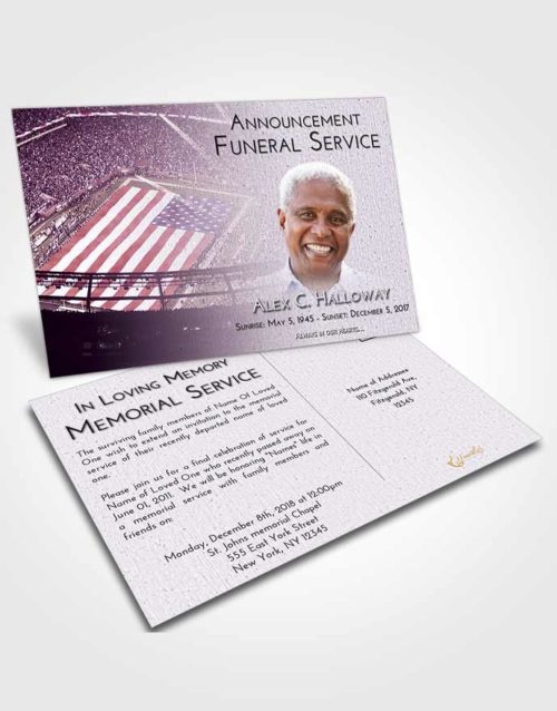 Funeral Announcement Card Template Lavender Sunrise Football Stadium