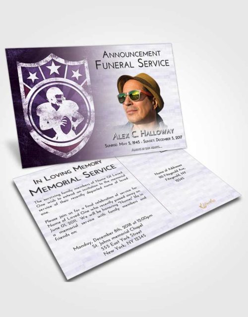 Funeral Announcement Card Template Lavender Sunrise Football Surprise