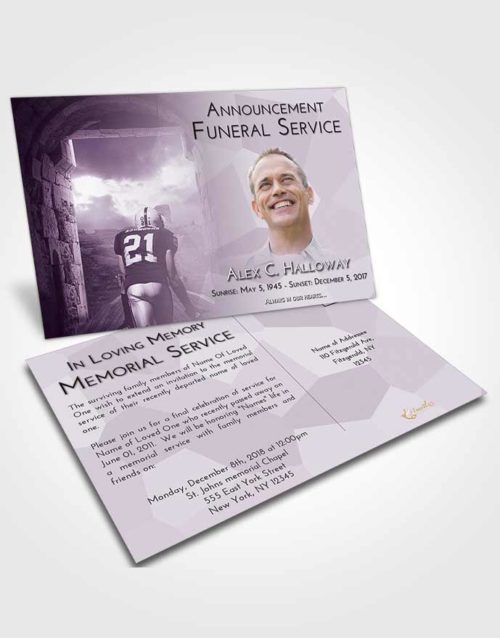 Funeral Announcement Card Template Lavender Sunrise Football Victory