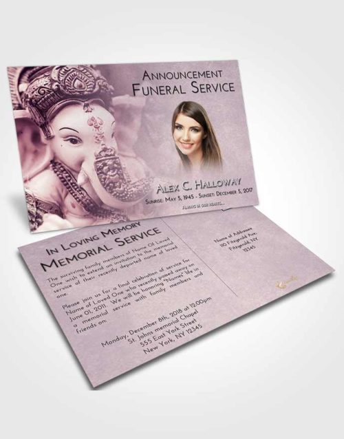 Funeral Announcement Card Template Lavender Sunrise Ganesha Desire