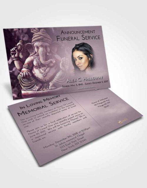 Funeral Announcement Card Template Lavender Sunrise Ganesha Surprise