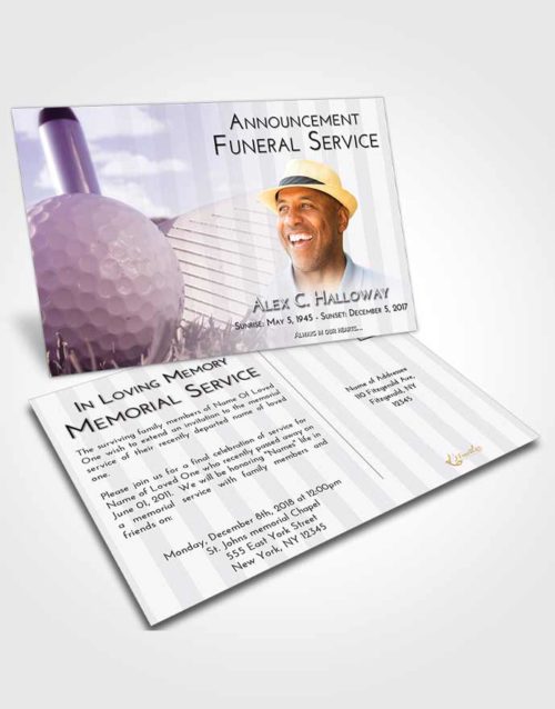 Funeral Announcement Card Template Lavender Sunrise Golf Day