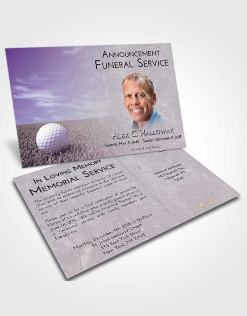 Funeral Announcement Card Template Lavender Sunrise Golf Serenity