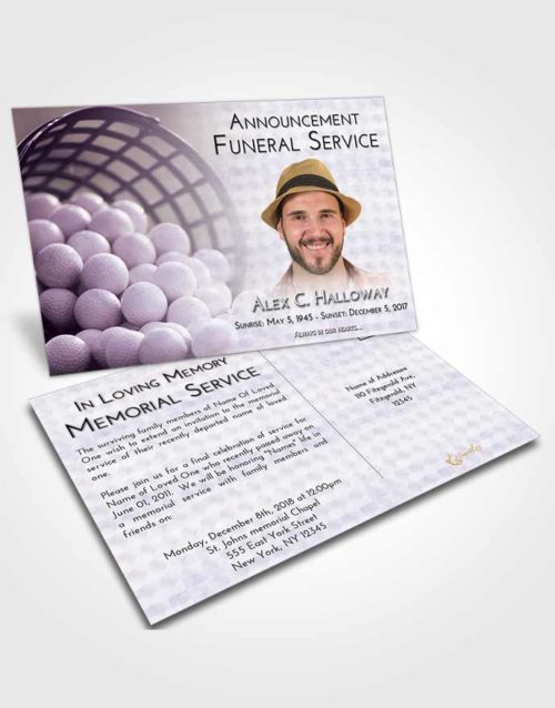Funeral Announcement Card Template Lavender Sunrise Golf Tranquility