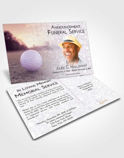 Funeral Announcement Card Template Lavender Sunrise Golfing Honor