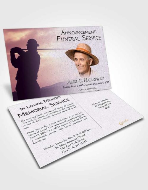 Funeral Announcement Card Template Lavender Sunrise Golfing Peace