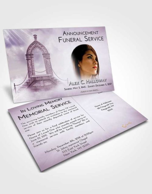 Funeral Announcement Card Template Lavender Sunrise Heavens Path