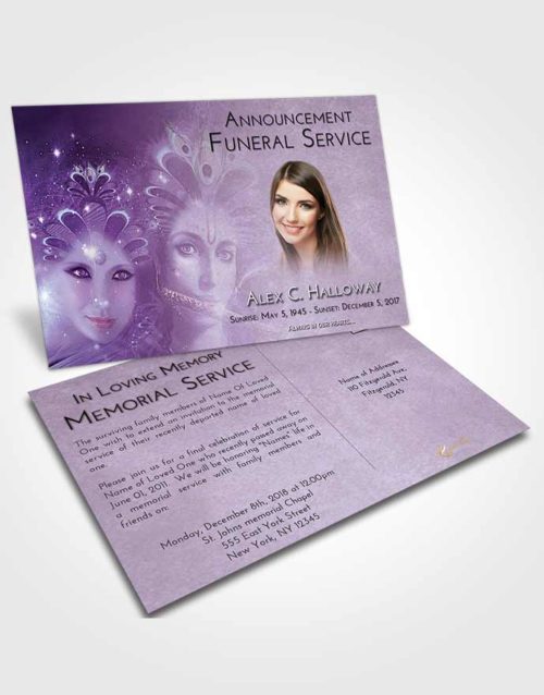 Funeral Announcement Card Template Lavender Sunrise Hindu Desire