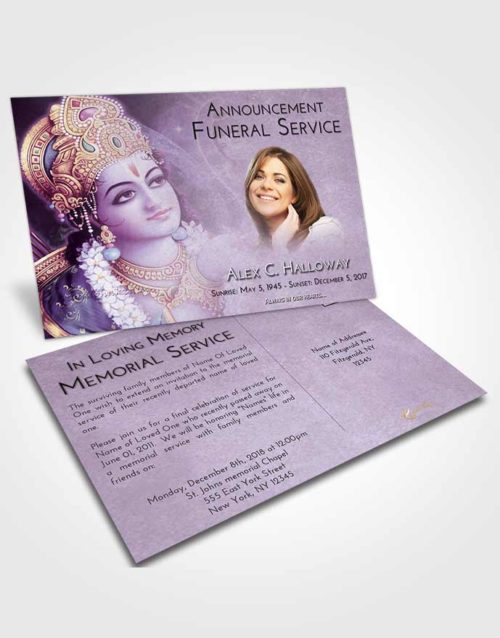 Funeral Announcement Card Template Lavender Sunrise Hindu Majesty