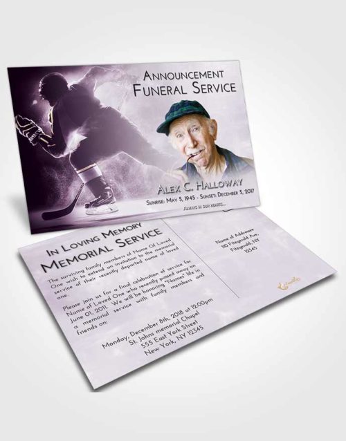 Funeral Announcement Card Template Lavender Sunrise Hockey Paradise