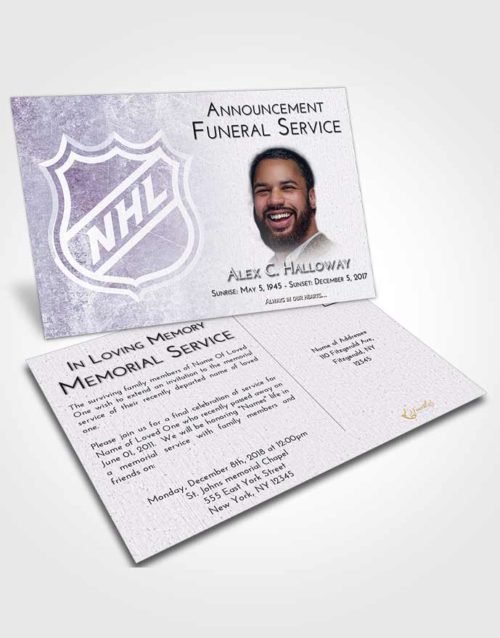 Funeral Announcement Card Template Lavender Sunrise Hockey Tranquility