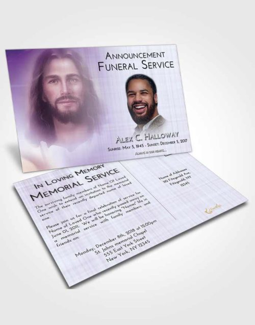 Funeral Announcement Card Template Lavender Sunrise Jesus in Heaven