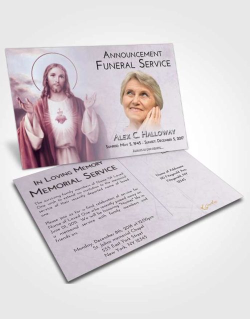 Funeral Announcement Card Template Lavender Sunrise Jesus our Lord