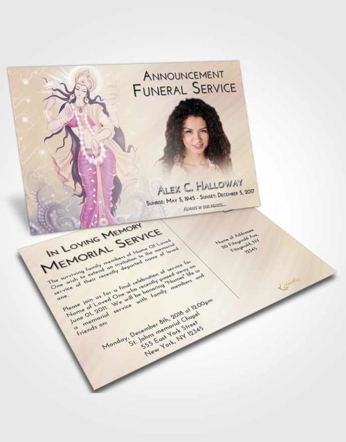 Funeral Announcement Card Template Lavender Sunrise Lakshmi Divinity
