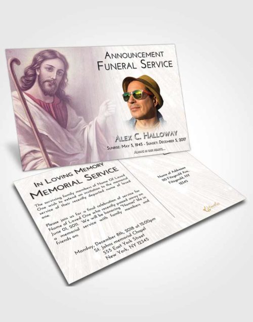 Funeral Announcement Card Template Lavender Sunrise Life of Jesus