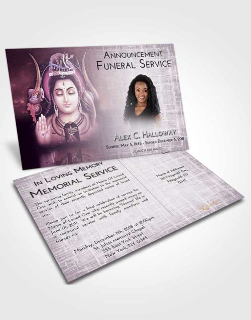 Funeral Announcement Card Template Lavender Sunrise Lord Shiva Dignity