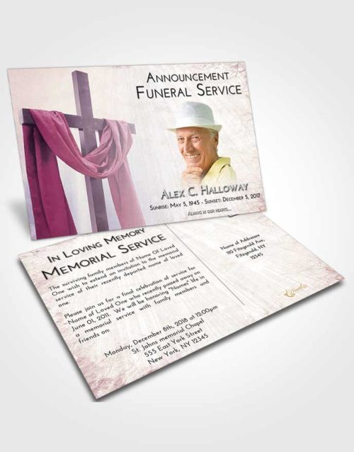 Funeral Announcement Card Template Lavender Sunrise Loving Cross
