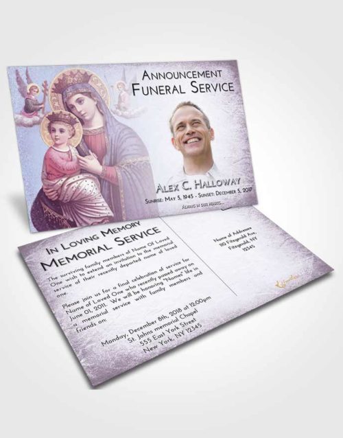 Funeral Announcement Card Template Lavender Sunrise Marys Love