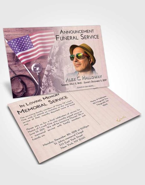 Funeral Announcement Card Template Lavender Sunrise Military Medical