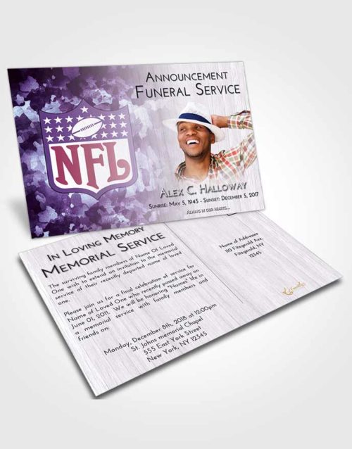 Funeral Announcement Card Template Lavender Sunrise NFL Star